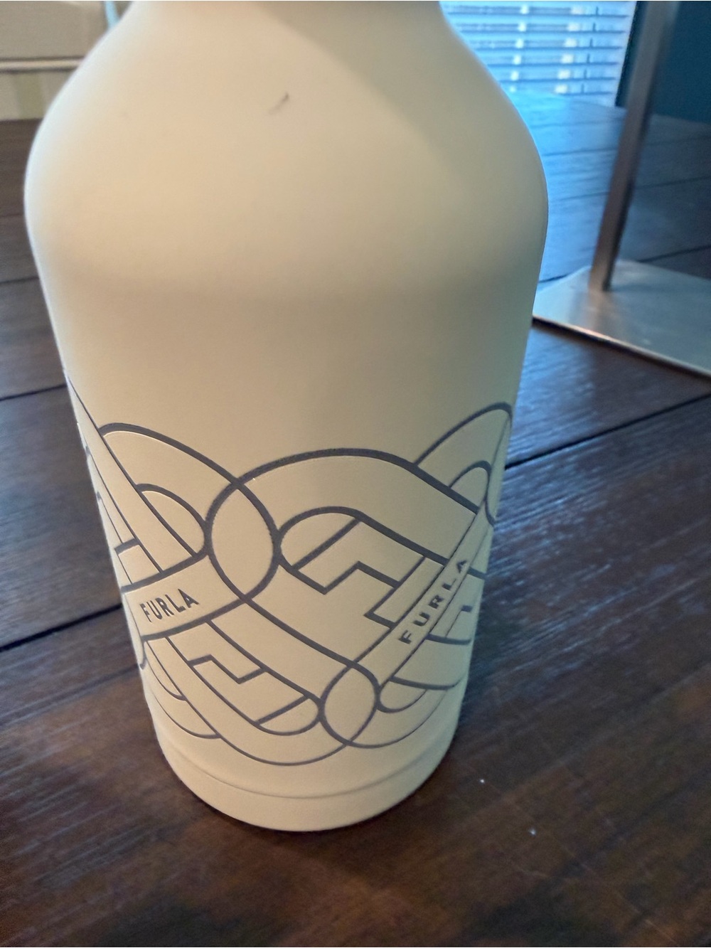 Furla NIB Stainless Steel Insulated Flask off-white w/Geometric Arch Logo - Picture 2 of 8